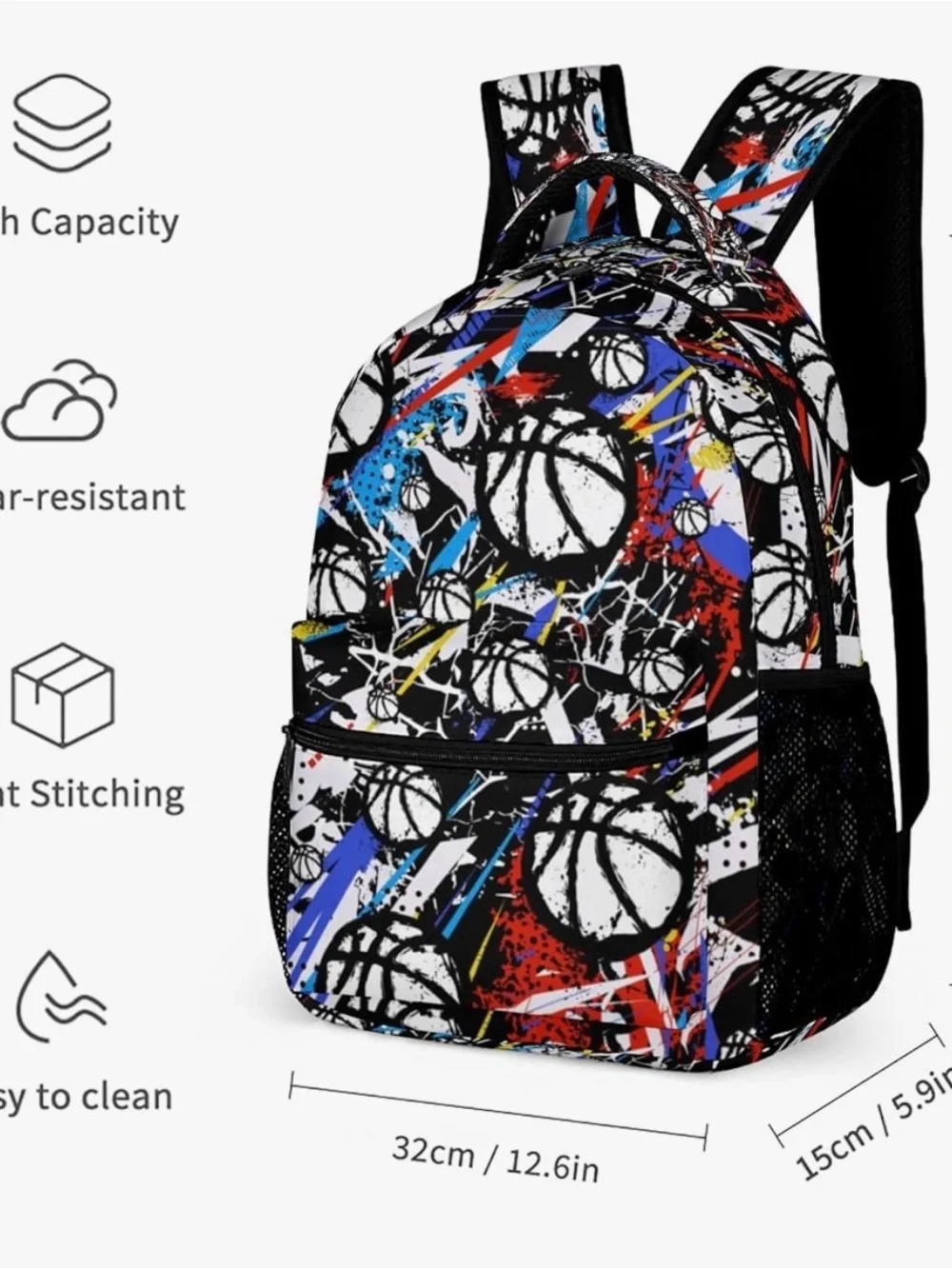 Basketball Backpack for Kids Girls Boys, 17 in Sports Bookbag